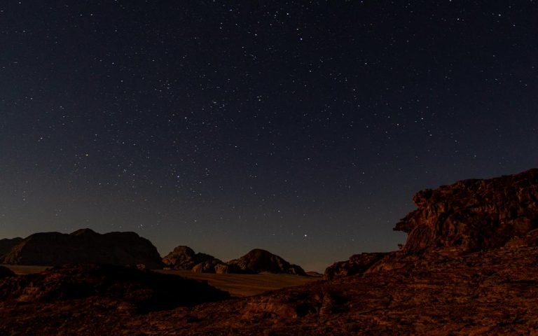 starry night sky during the perseid meteor shower